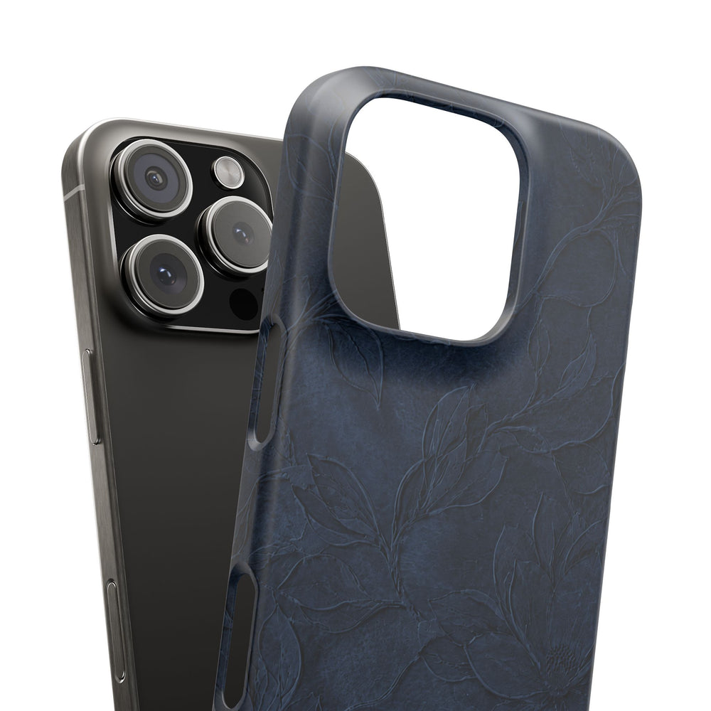 Navy Floral Textured Snap Case