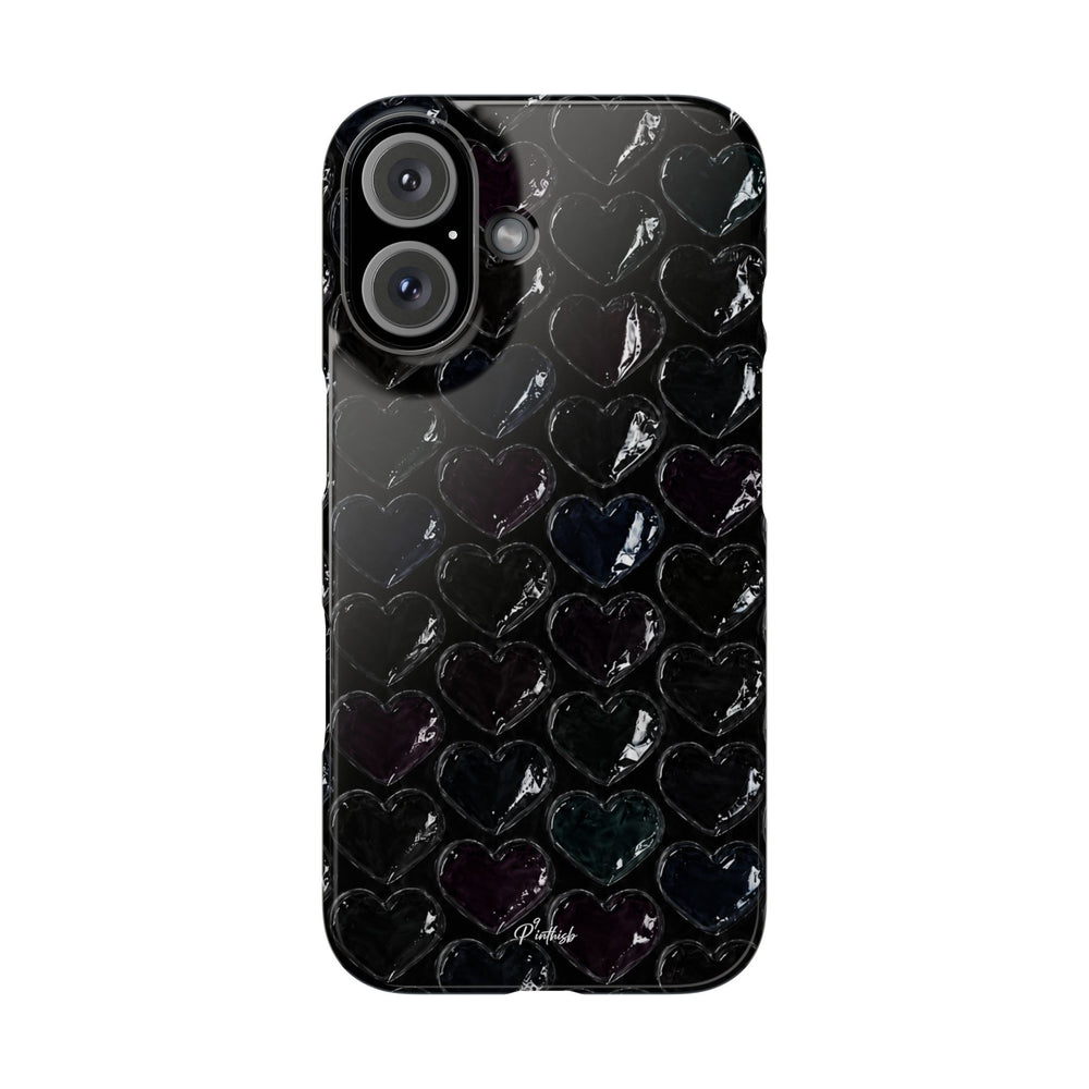 Black Pop Hearts Snap Case
