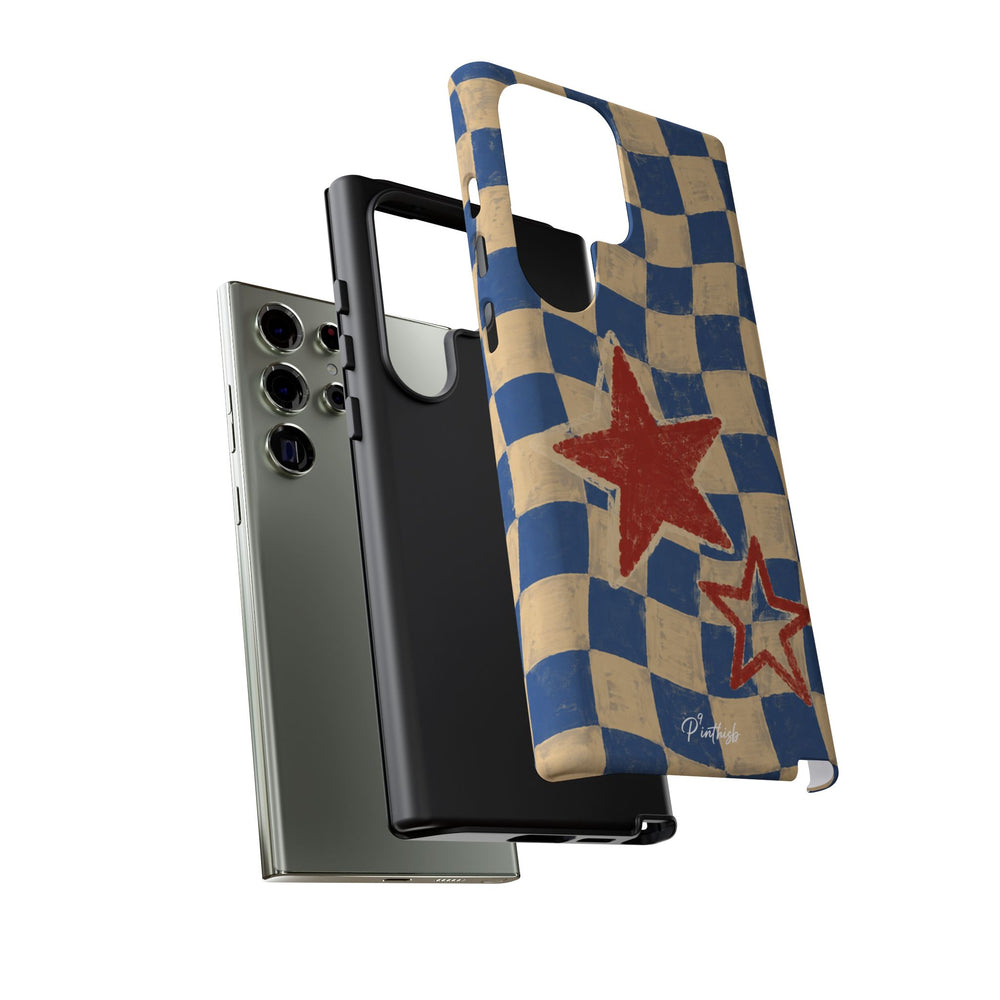 Blue & Cream Retro Star Phone Case