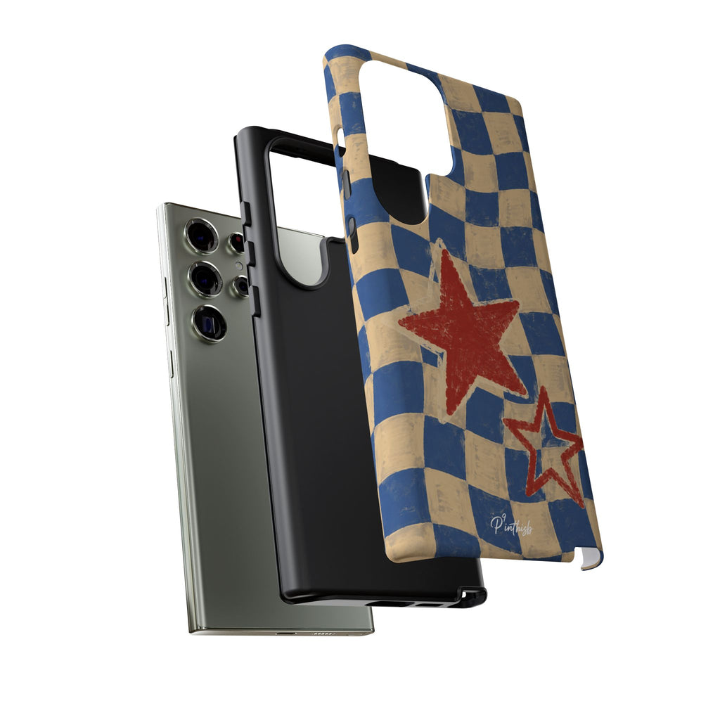 Blue & Cream Retro Star Phone Case