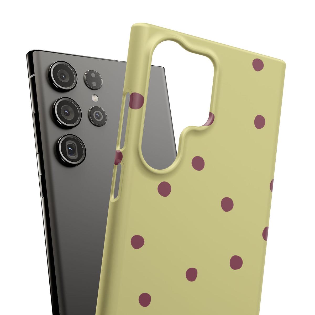 Yellow & Burgundy Polka Dot Snap Phone Case