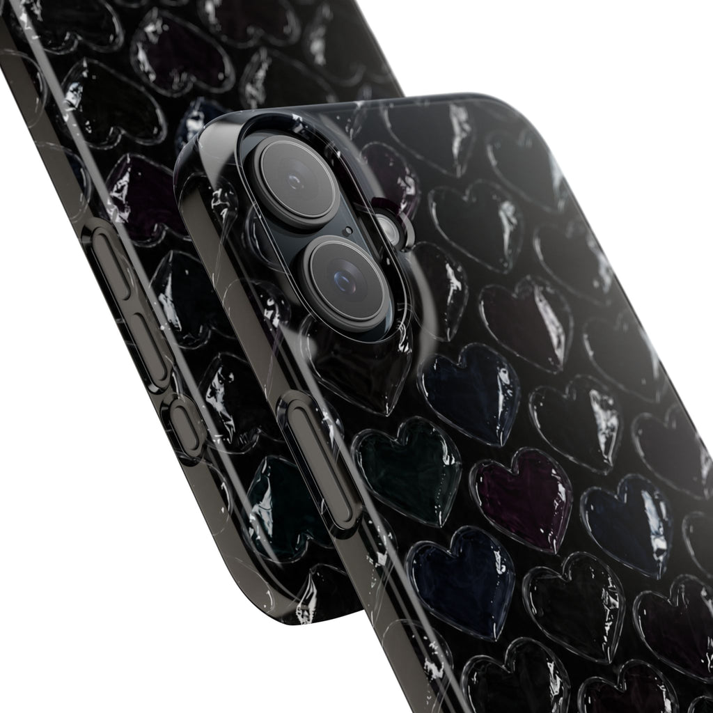 Black Pop Hearts Snap Case