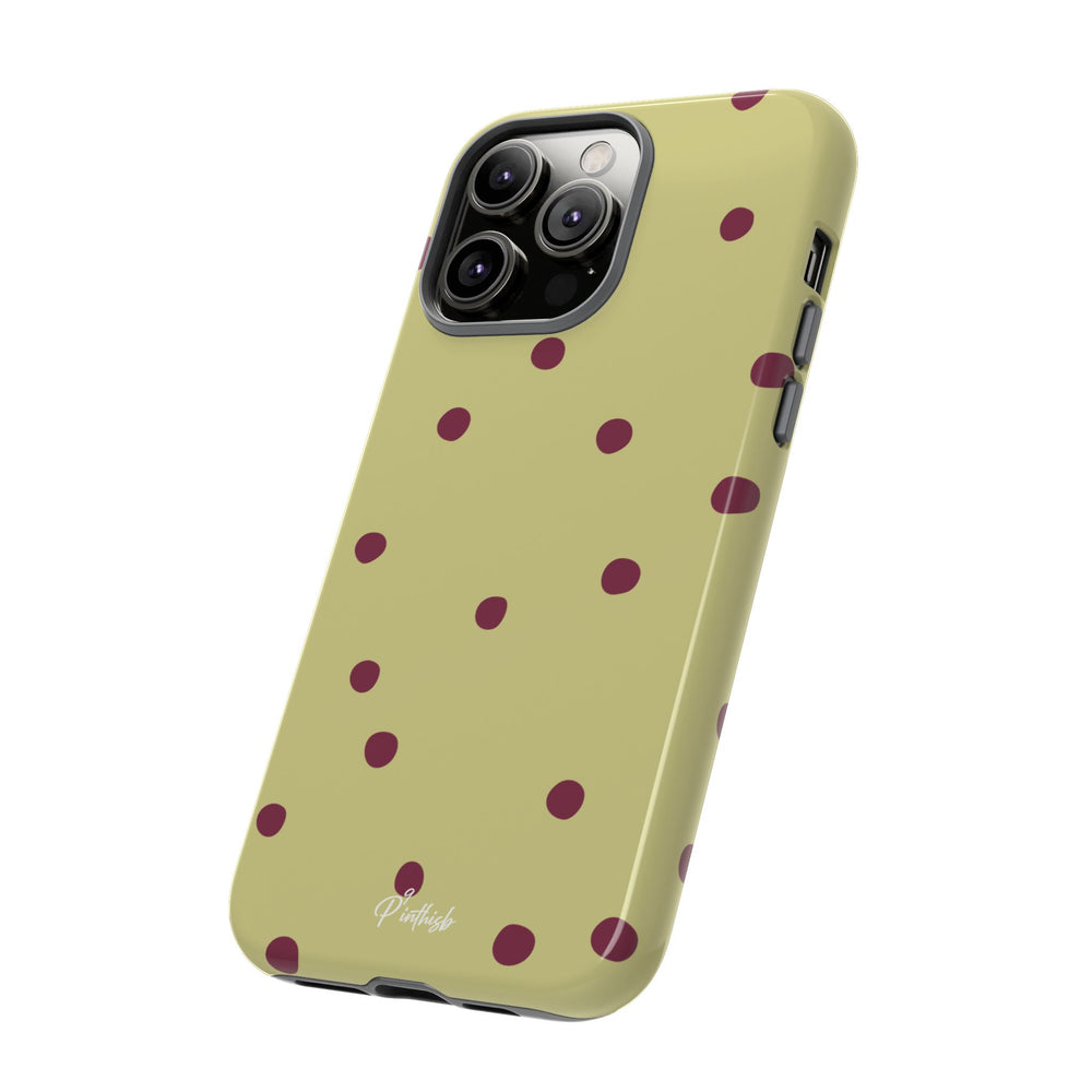Yellow & Burgundy Polka Dot Tough Phone Case