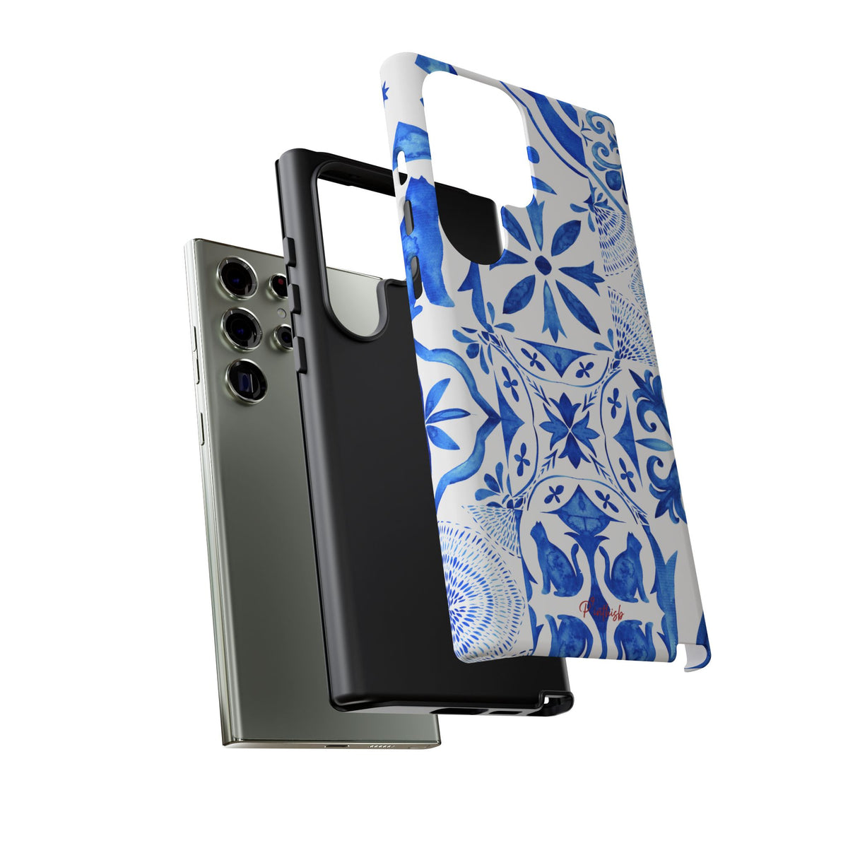 Blue Tile Pattern Tough Phone Case