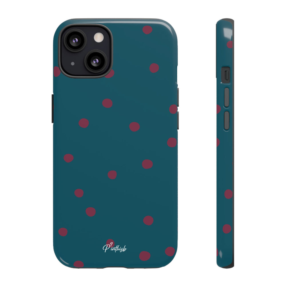 Teal & Burgundy Polka Dot Tough Phone Case