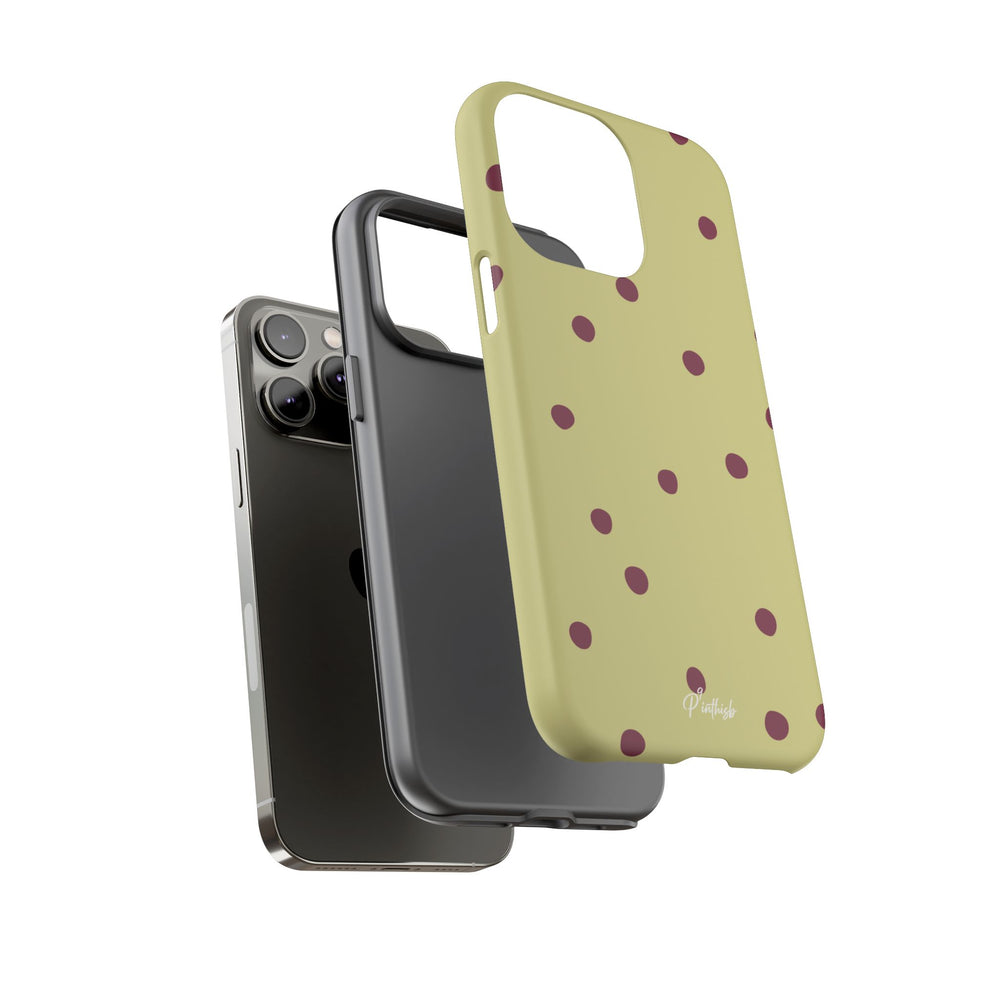 Yellow & Burgundy Polka Dot Tough Phone Case