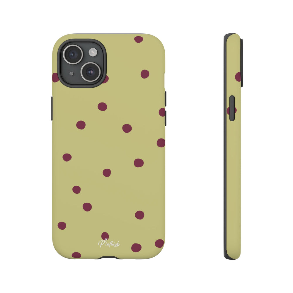 Yellow & Burgundy Polka Dot Tough Phone Case