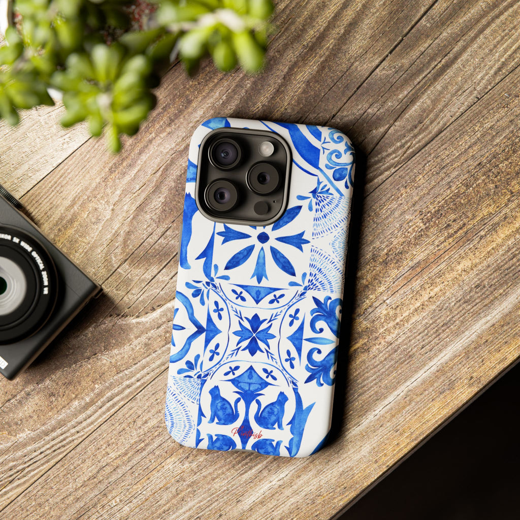 Blue Tile Pattern Tough Phone Case