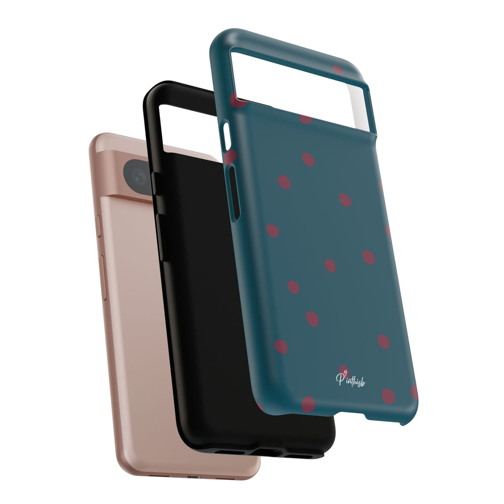 Teal & Burgundy Polka Dot Tough Phone Case