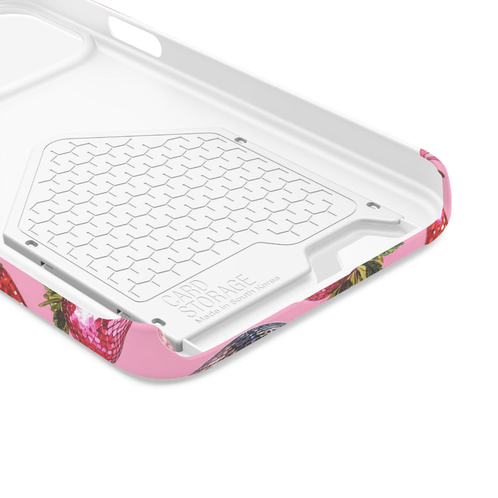 Pink Disco Strawberry & Pepper Phone Card Case