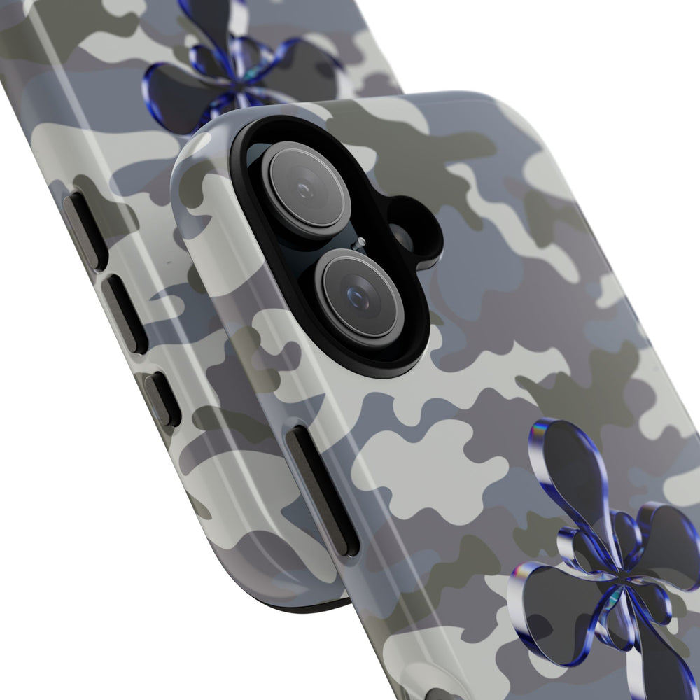 Camouflage with Blue Metallic Clover Tough Case
