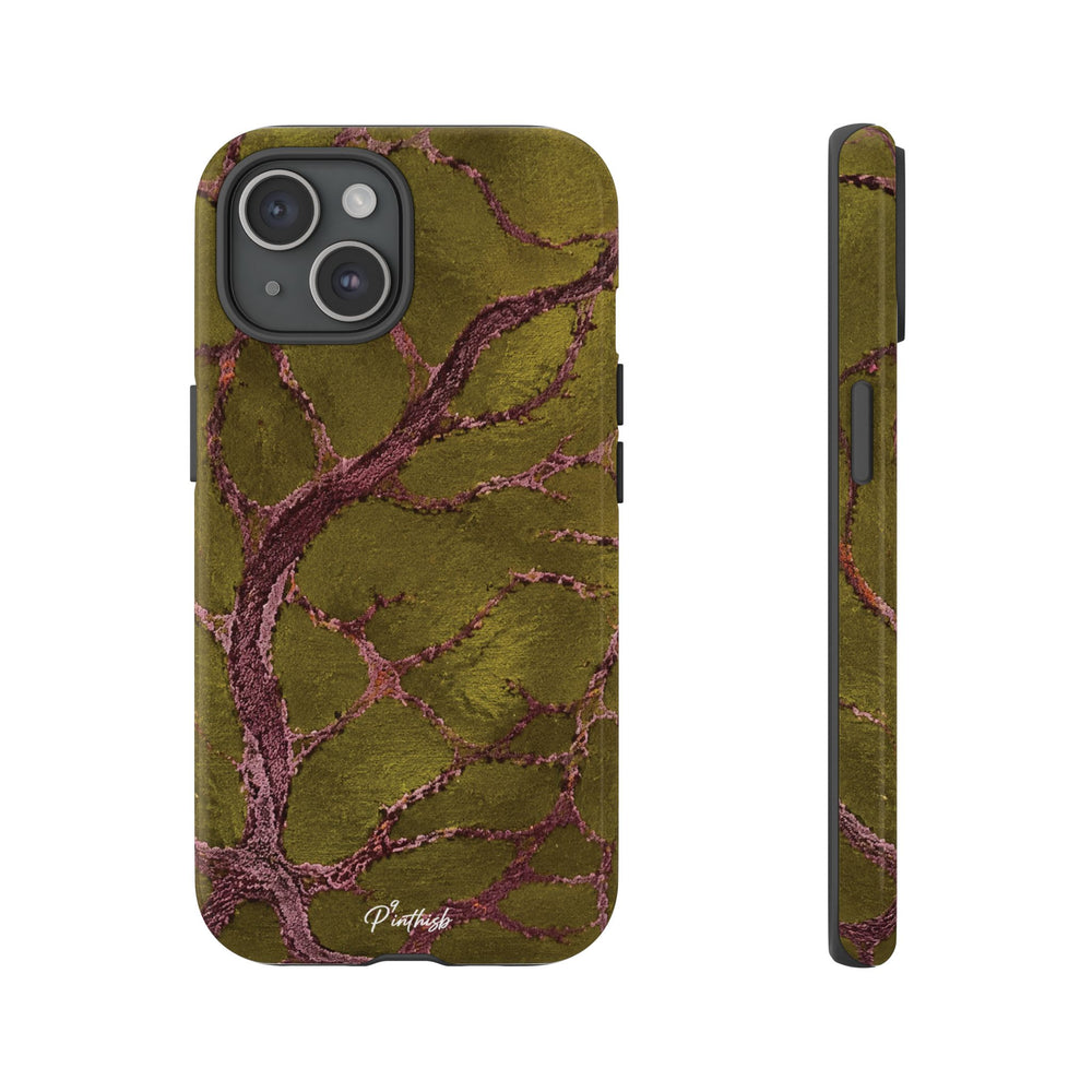 Olive & Rose Gold Tree Pattern Phone Case