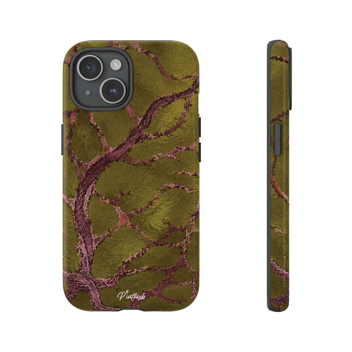 Olive & Rose Gold Tree Pattern Phone Case