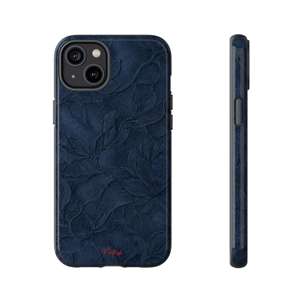 Navy Floral Textured Tough Case