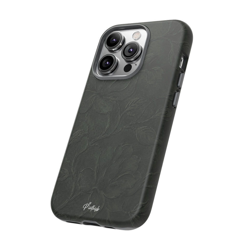 Dark Olive Floral Texture Tough Case