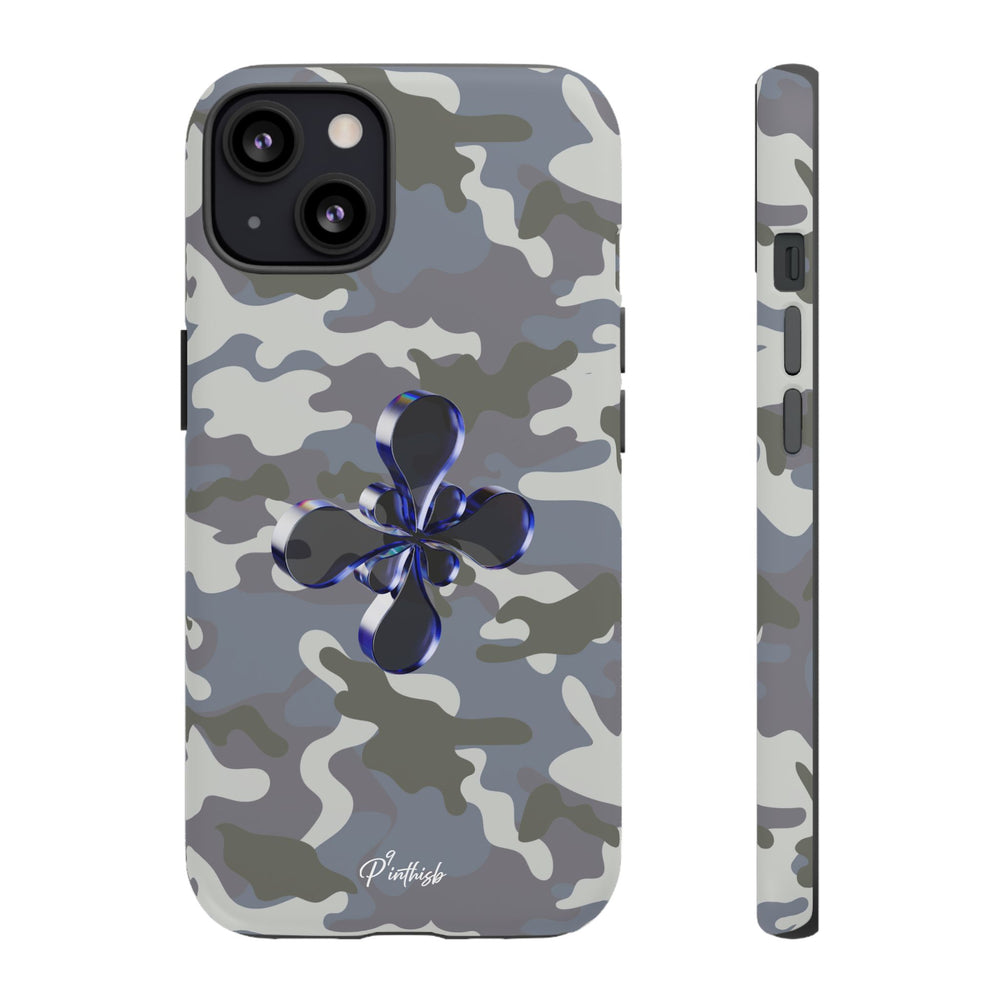Camouflage with Blue Metallic Clover Tough Case