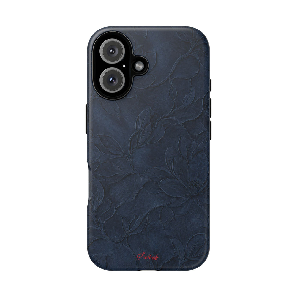 Navy Floral Textured Tough Case