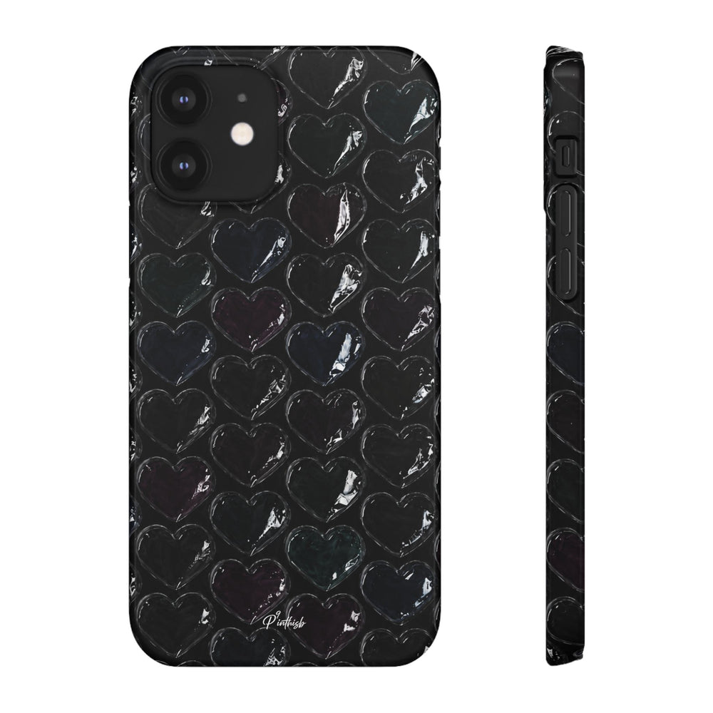 Black Pop Hearts Snap Case
