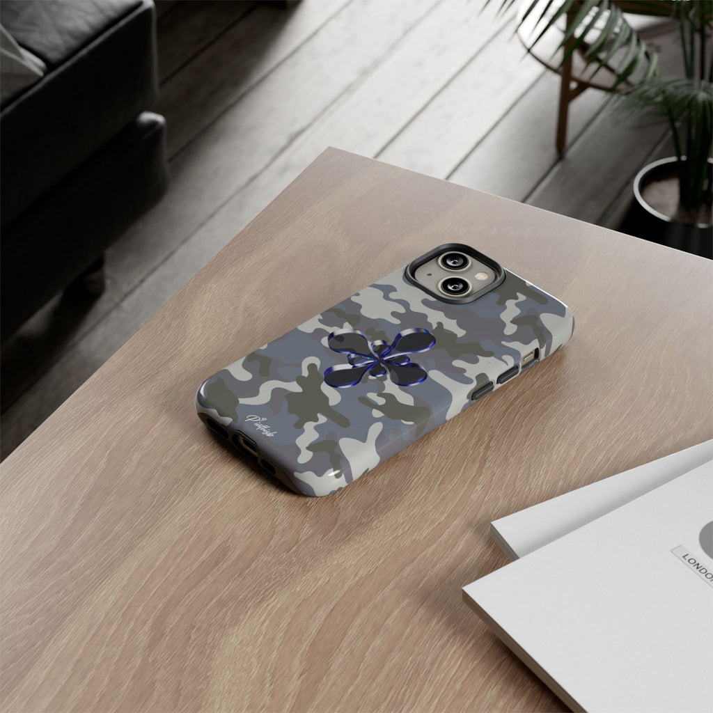 Camouflage with Blue Metallic Clover Tough Case