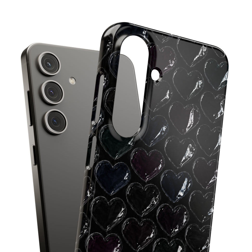 Black Pop Hearts Snap Case