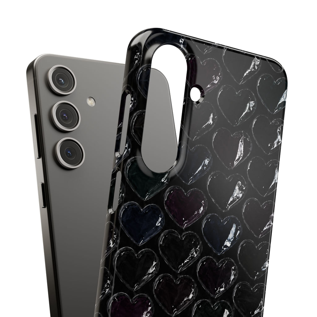 Black Pop Hearts Snap Case