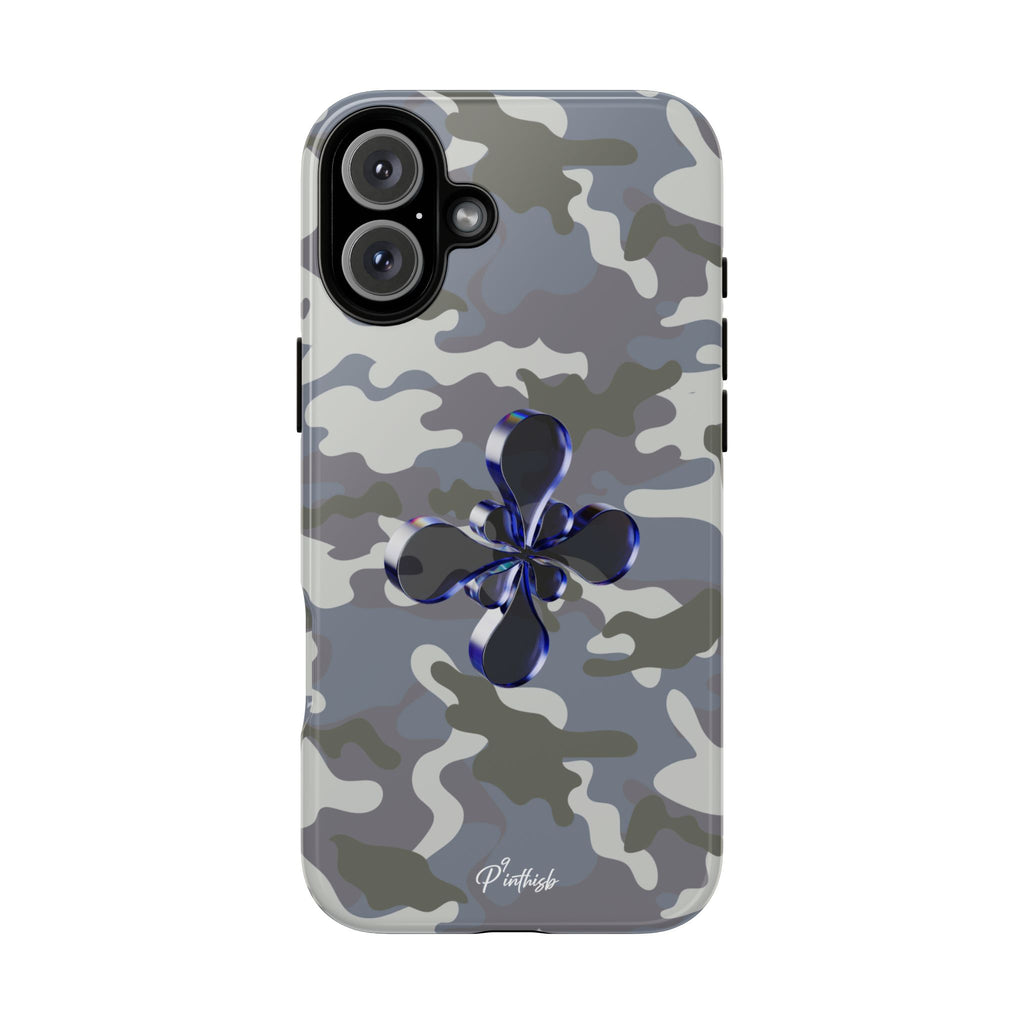 Camouflage with Blue Metallic Clover Tough Case