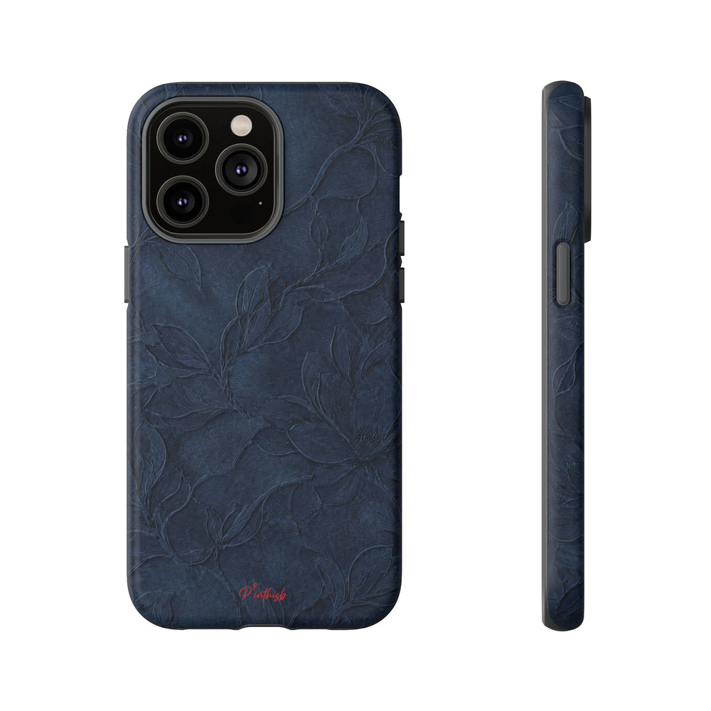 Navy Floral Textured Tough Case