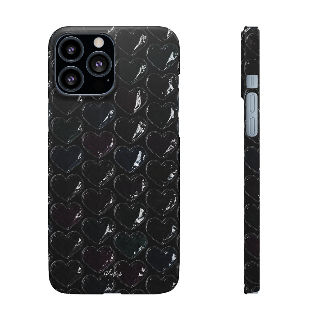 Black Pop Hearts Snap Case