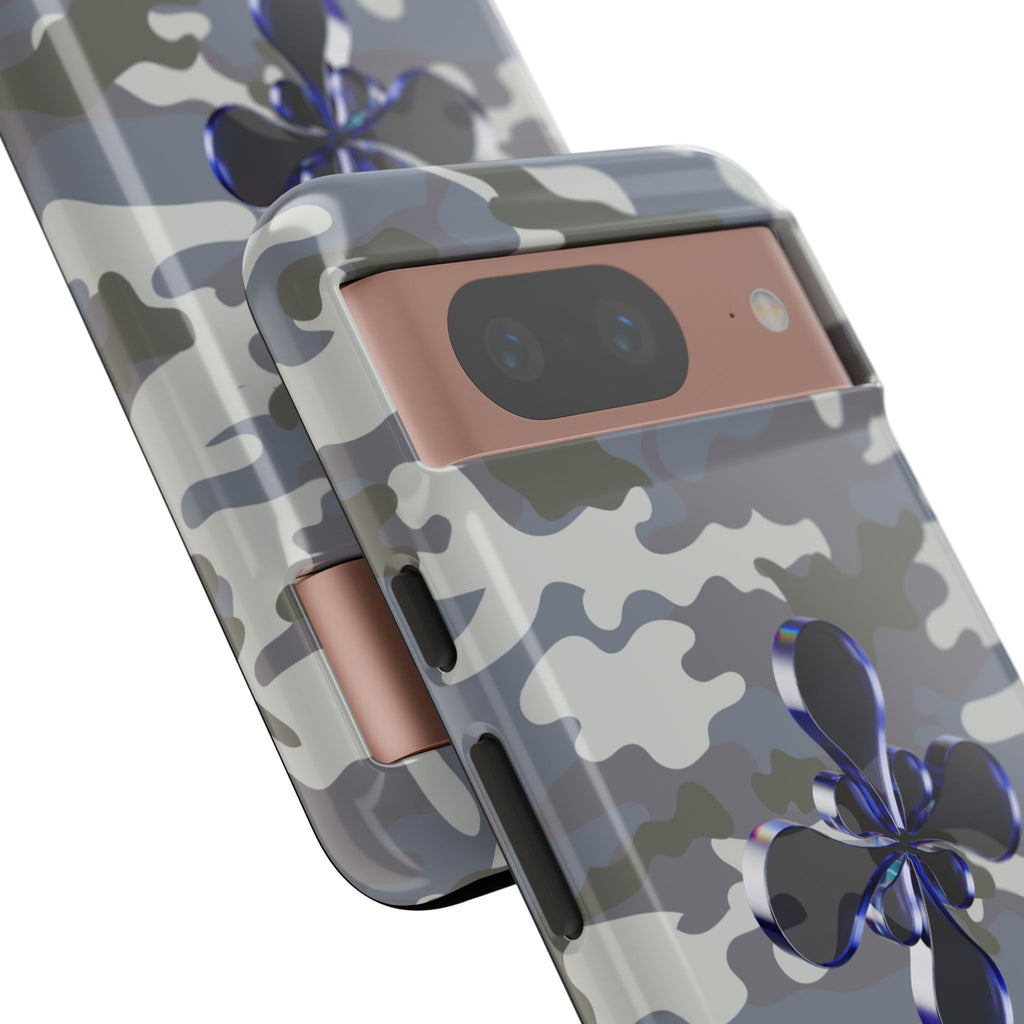 Camouflage with Blue Metallic Clover Tough Case