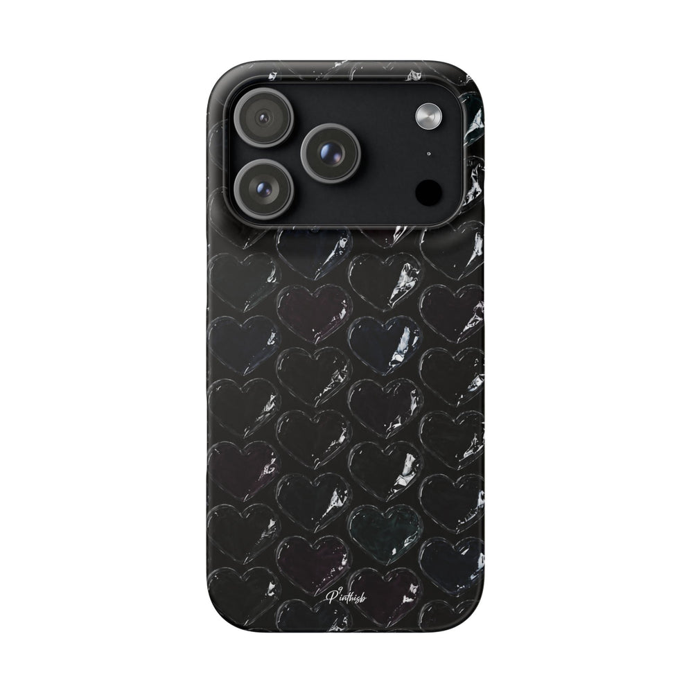 Black Pop Hearts Snap Case