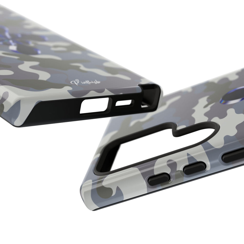 Camouflage with Blue Metallic Clover Tough Case