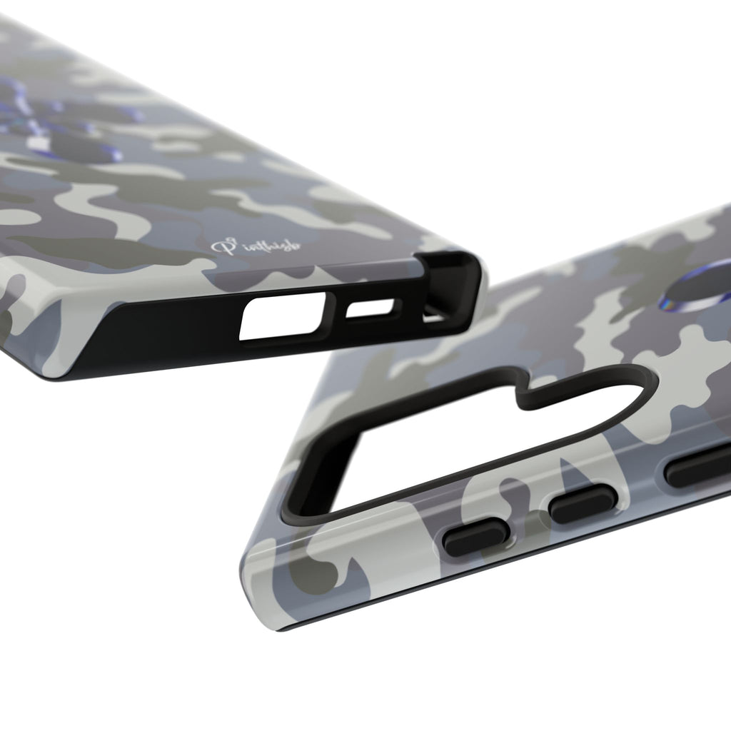 Camouflage with Blue Metallic Clover Tough Case