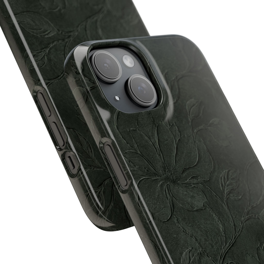 Dark Olive Floral Texture Snap Case