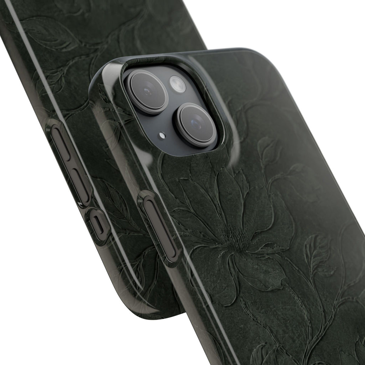 Dark Olive Floral Texture Snap Case