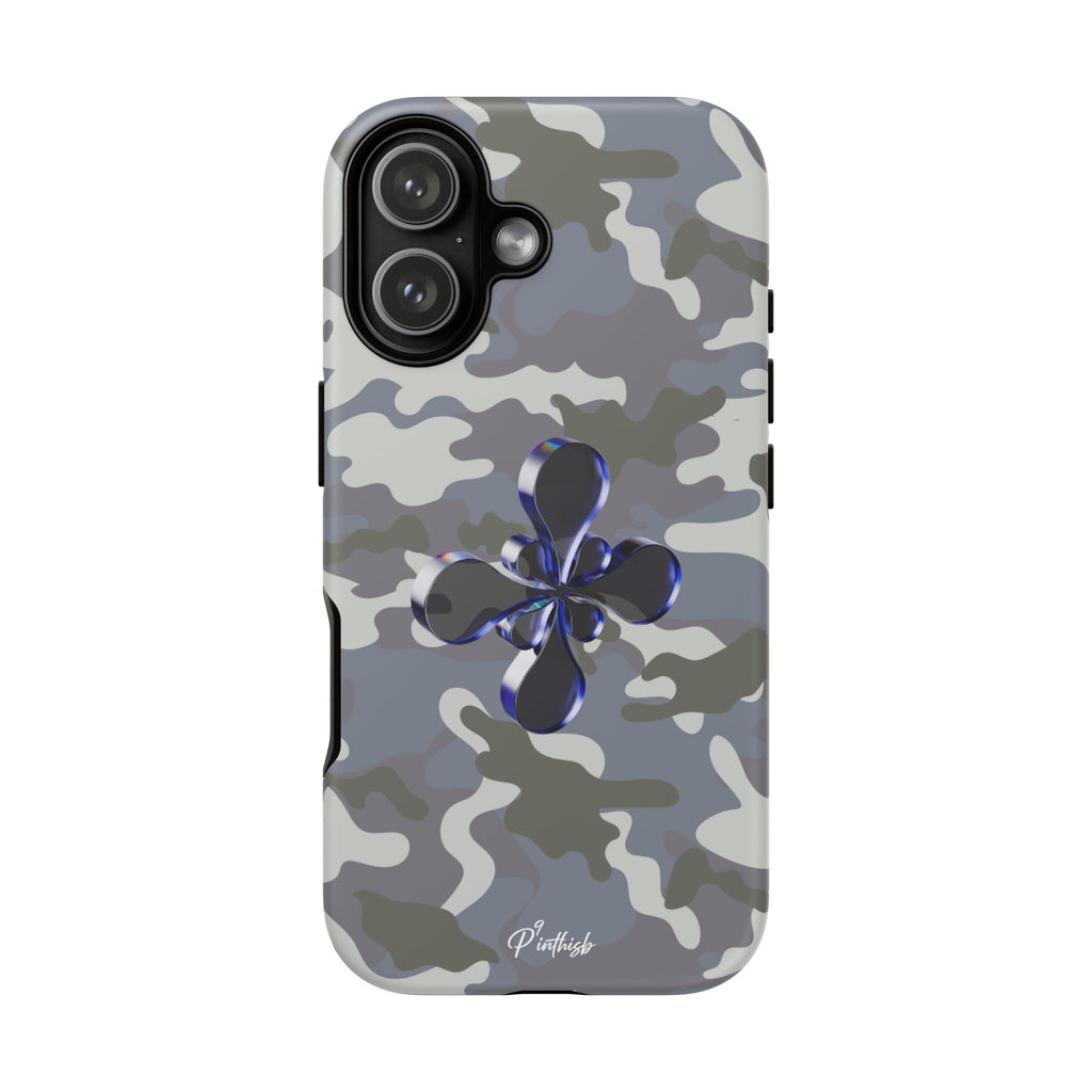 Camouflage with Blue Metallic Clover Tough Case