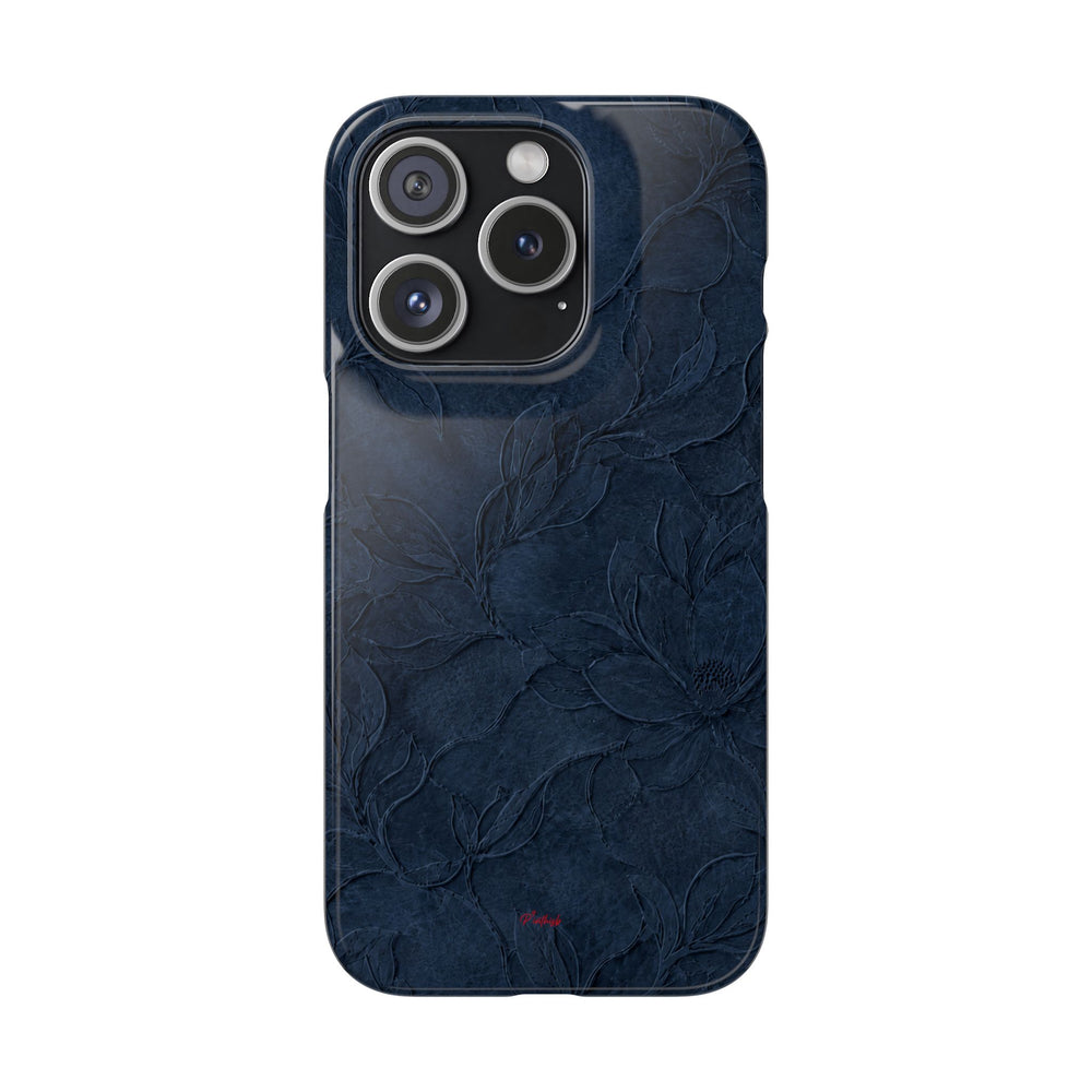 Navy Floral Textured Snap Case