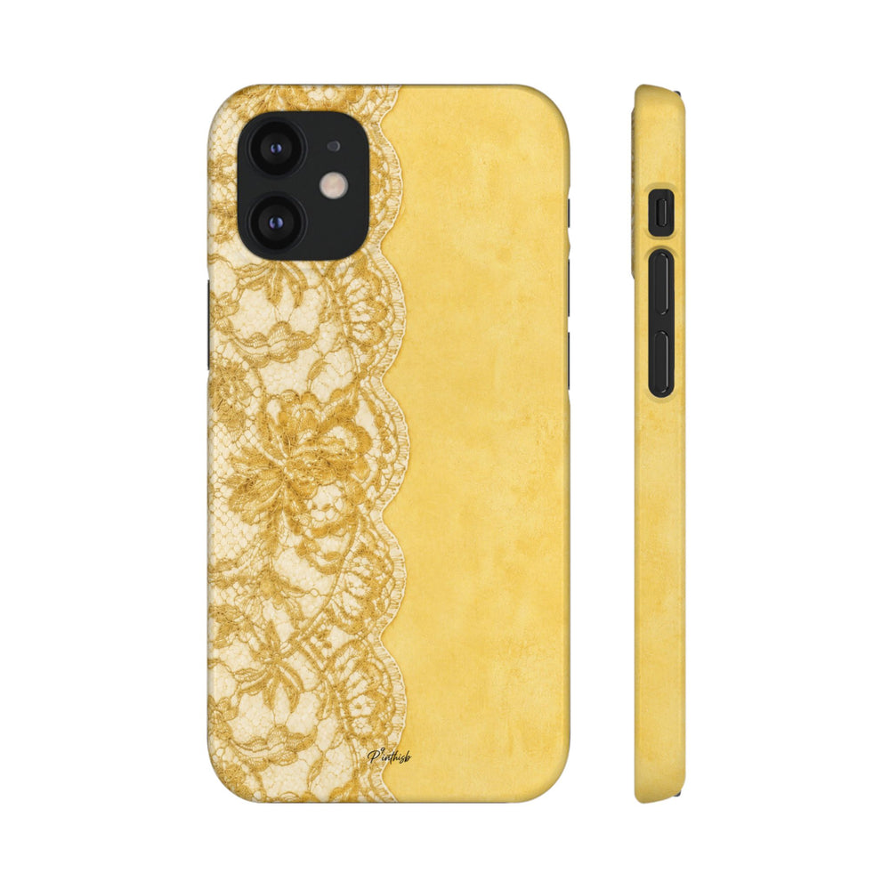 Yellow Vintage Lace Snap Case