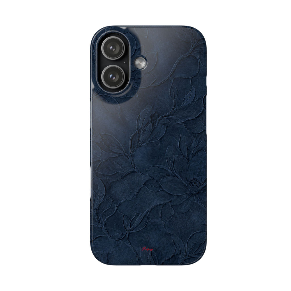 Navy Floral Textured Snap Case