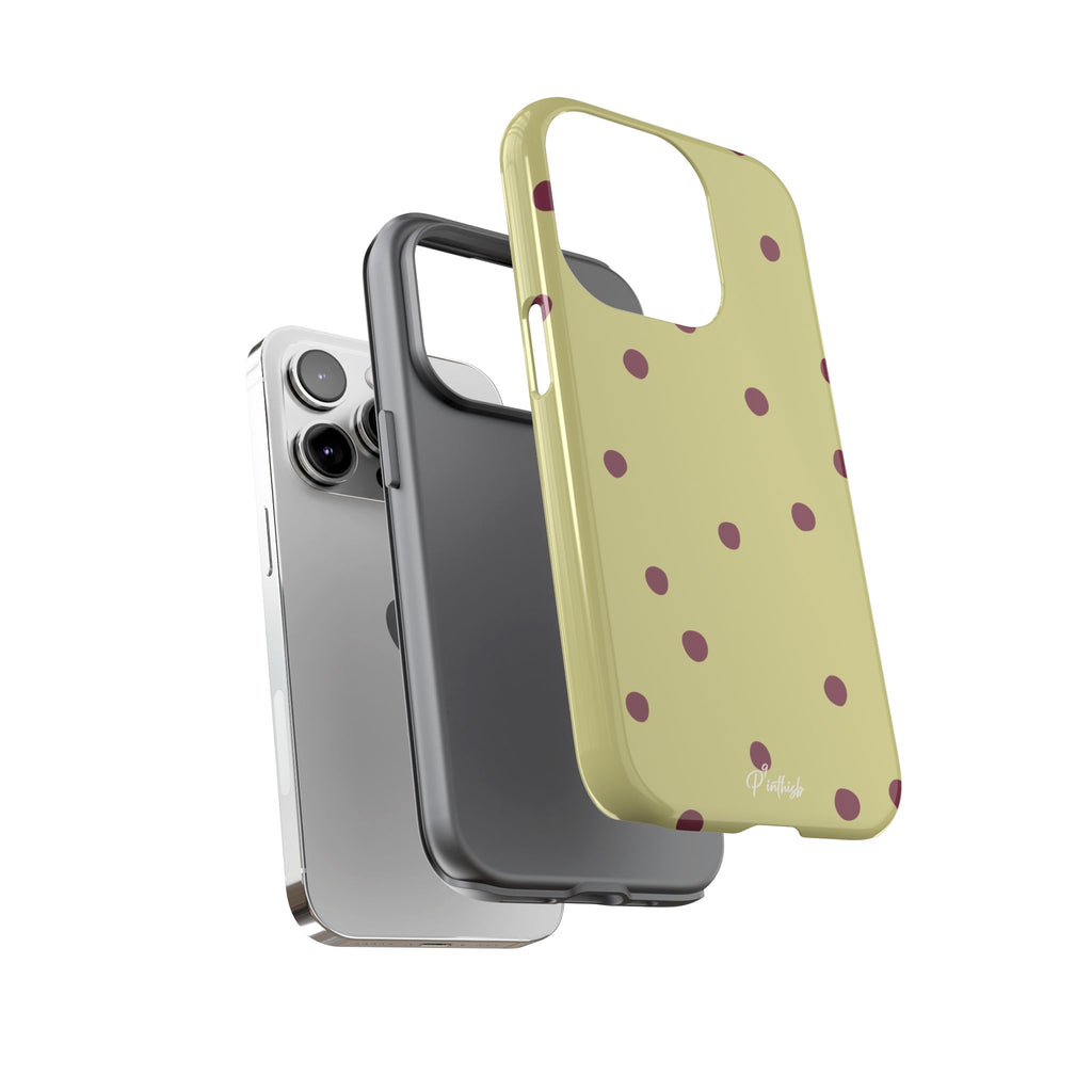 Yellow & Burgundy Polka Dot Tough Phone Case