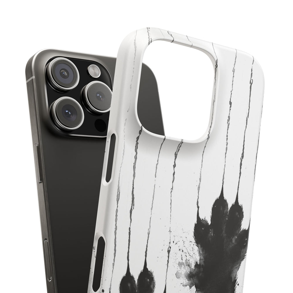 Black Ink Paw Print Snap Case
