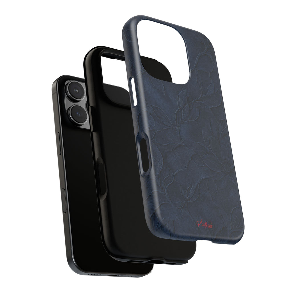 Navy Floral Textured Tough Case