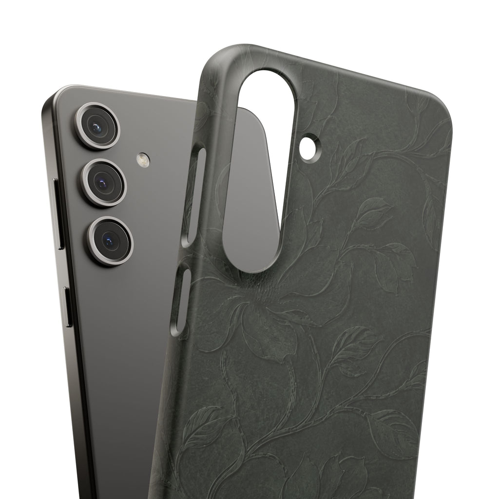 Dark Olive Floral Texture Snap Case