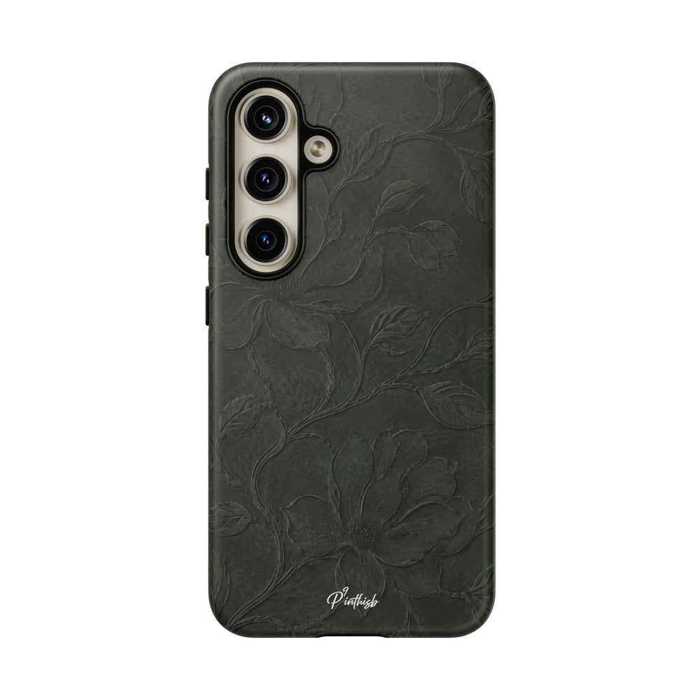 Dark Olive Floral Texture Tough Case