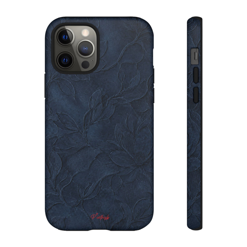Navy Floral Textured Tough Case