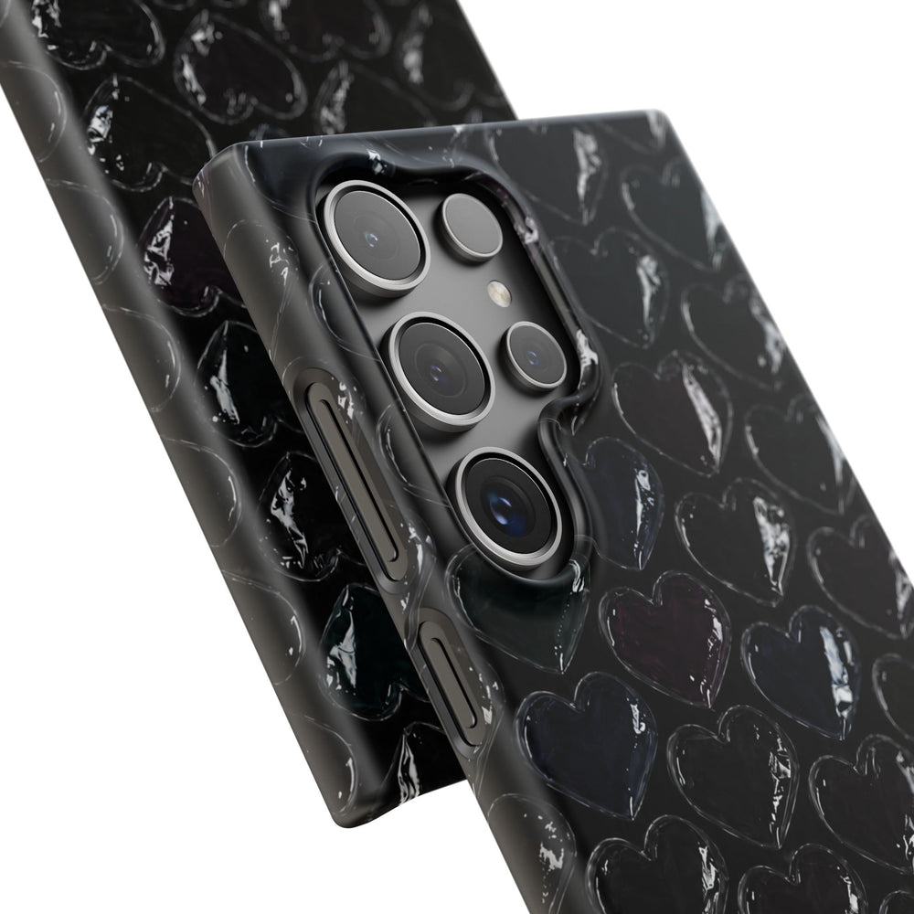 Black Pop Hearts Snap Case