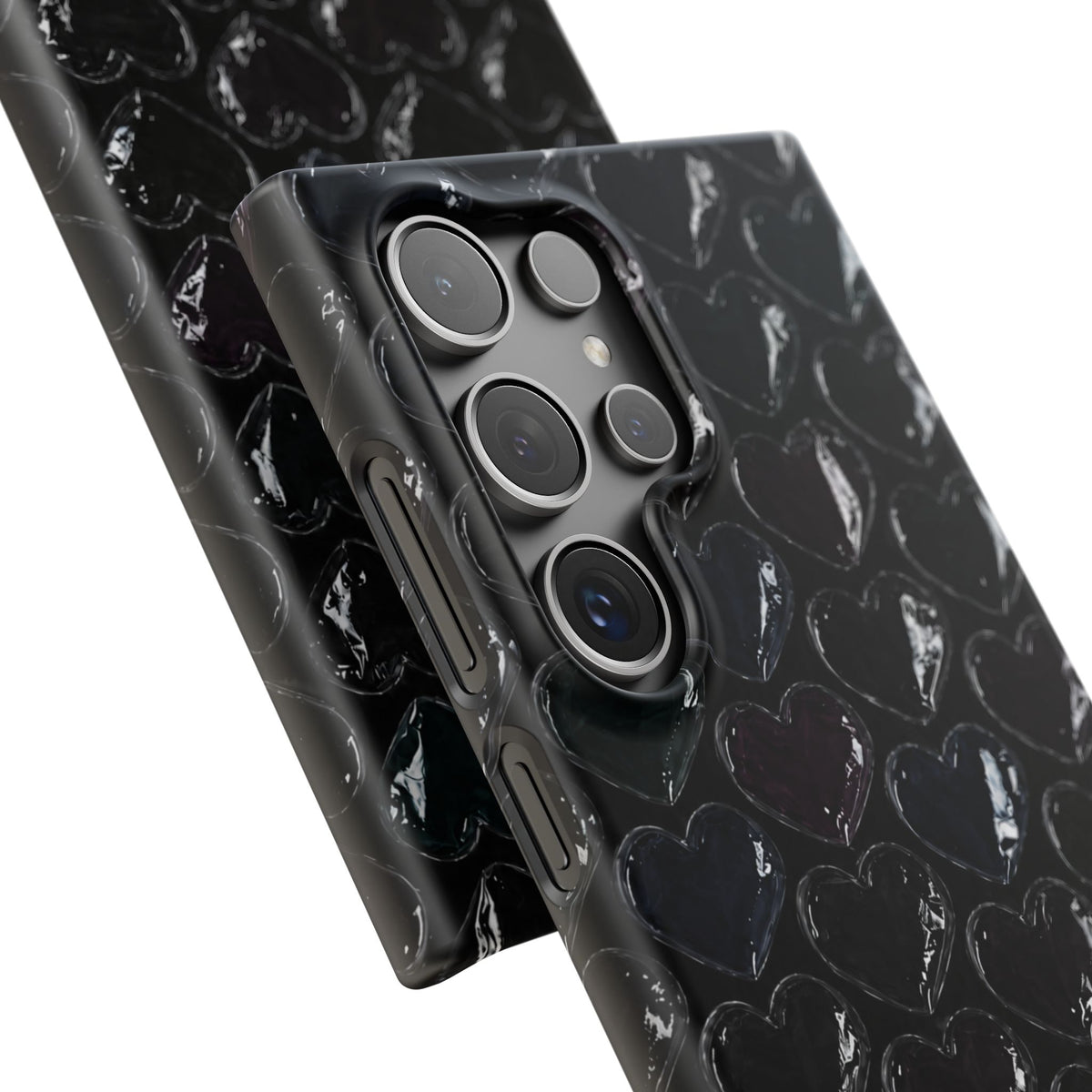 Black Pop Hearts Snap Case