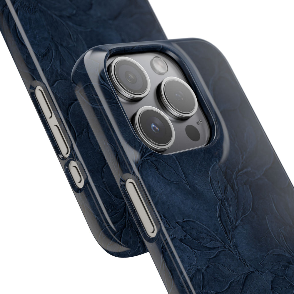 Navy Floral Textured Snap Case