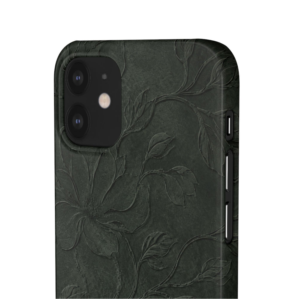 Dark Olive Floral Texture Snap Case