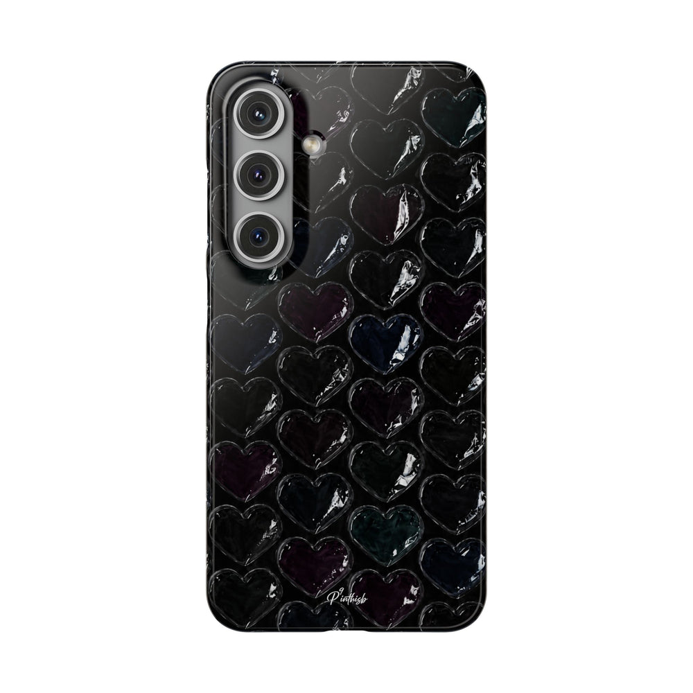 Black Pop Hearts Snap Case
