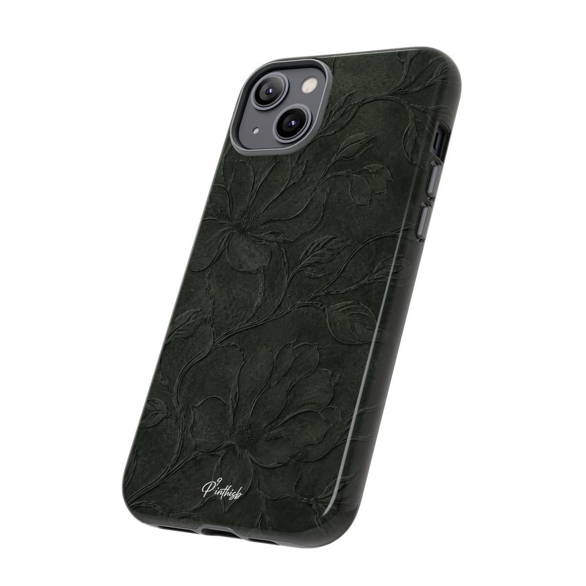 Dark Olive Floral Texture Tough Case